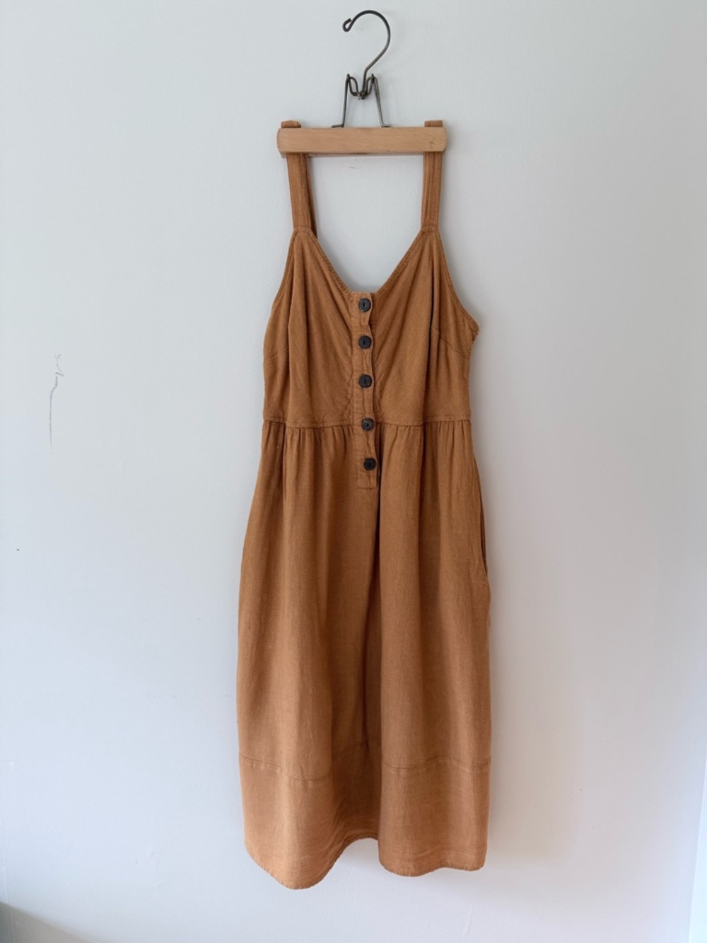 Universal Thread Rust-Tan Button-Front Midi Dress